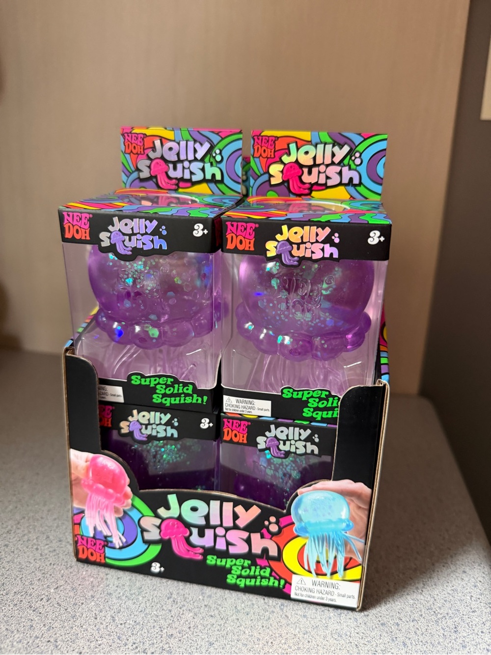 New 12 Schylling NeeDoh Jelly Squish Nee Doh in Display Box Pink Blue Purple Lot